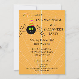 Fun Spider Orange Halloween Fête Invitation