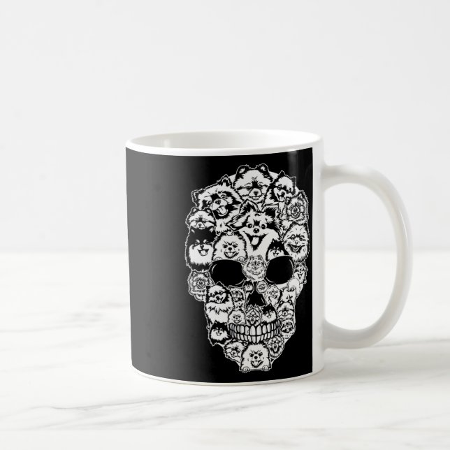Fun Spitz Skull Hund Skelett Halloween Kaffeetasse (Rechts)