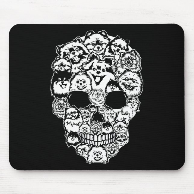 Fun Spitz Skull Hund Skelett Halloween Mousepad (Vorne)