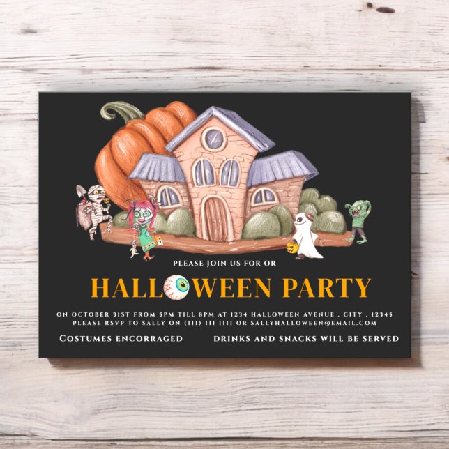 Fun spoky halloween Kostüm Party Einladung (fun cute kids halloween costume party invitation fully editable and instant download available )