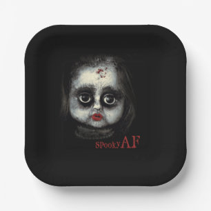 Fun Spooky AF Creepy Goth Doll Face Halloween Pappteller