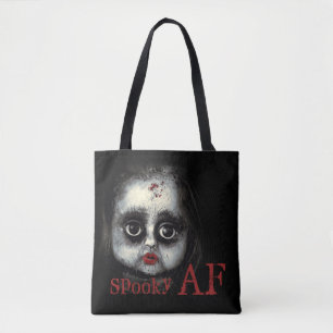 Fun Spooky AF Creepy Goth Doll Face Halloween Tasche