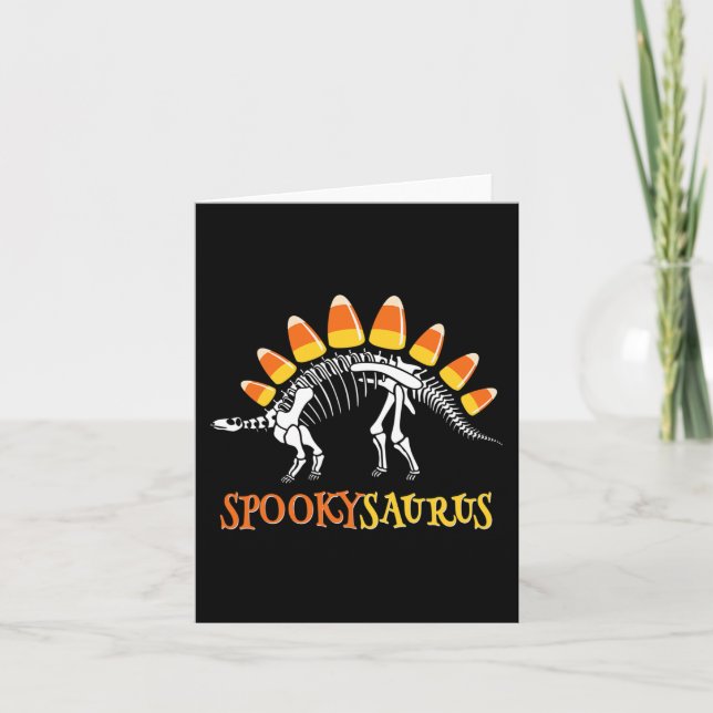 Fun Spookysaurus Candy Corn Dinosaur Halloween Tod Karte (Vorderseite)
