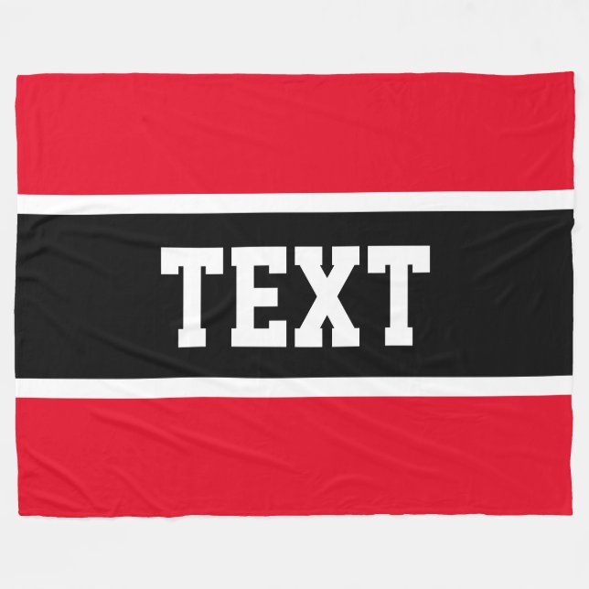 Fun Sporty Athletic Bright Red White Black Stripes Fleecedecke (Vorderseite (Horizontal))