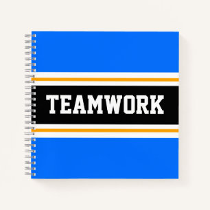 Fun Sporty Blue Black TEAMWORK Racing Stripes Notizbuch