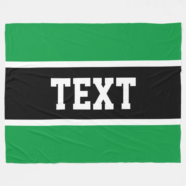 Fun Sporty Bright Green Schwarz-weiß Centre Streif Fleecedecke (Vorderseite (Horizontal))