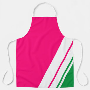 Fun Sporty Bright Pink Green White Racing Streifen Schürze