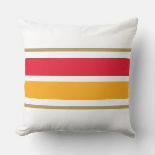 Fun Sporty Bright Red Yellow White Racing Streifen Kissen