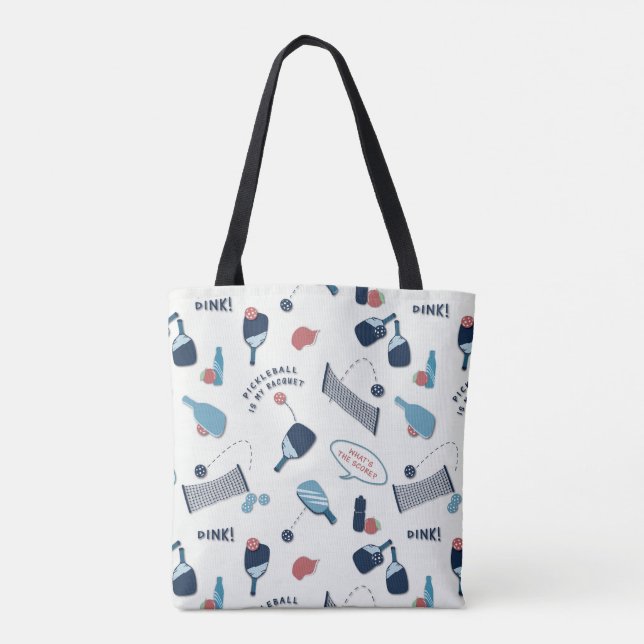 Fun Sporty Pickleball Tote Bag Tasche (Rückseite)