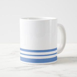 Fun Sporty White Light Blue Bottom Racing Streifen Jumbo-Tasse