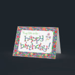 Fun Spots Muster auf Blue Sister in Schwiegerelter Karte<br><div class="desc">Eine farbenfrohe Geburtstagskarte für eine Schwiegermutter mit farbenfroher Schrift und einem hellen,  blubbly,  spotty pattern. Sie können die Insider-Nachricht ändern,  wenn Sie möchten.</div>