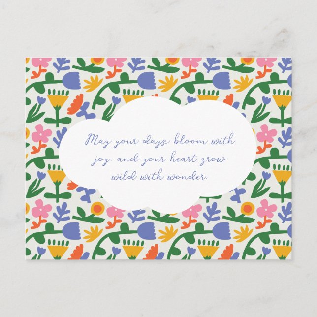 Fun Spring Floral Muster Postkarte (Vorderseite)