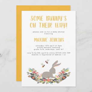 Fun Spring Rabbit Baby shower Invitation