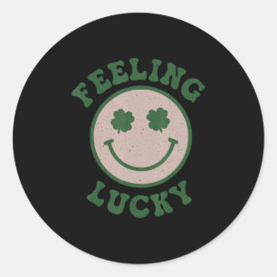 Fun St Patrick Day  Feeling Lucky Smile Face Meme  Runder Aufkleber