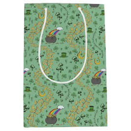 Fun St Patricks Day Green Kleeblatt Leprechaun Luc Mittlere Geschenktüte