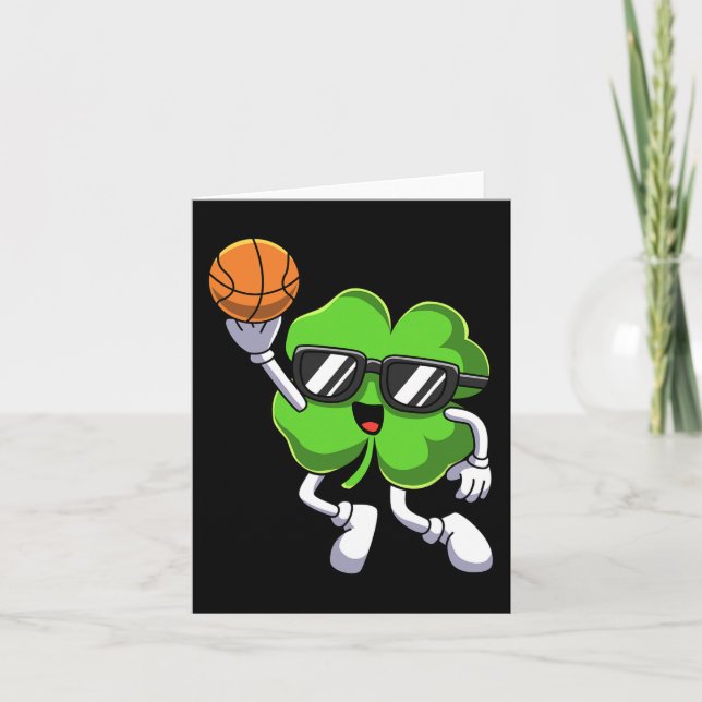 Fun St Patricks Day Kleeblatt Basketball Bo Karte (Vorderseite)