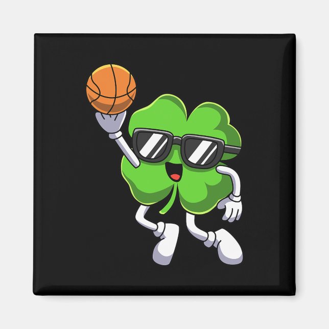 Fun St Patricks Day Kleeblatt Basketball Bo Magnet (Vorne)