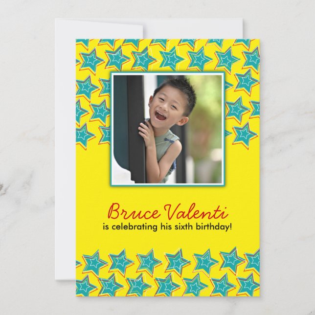 Fun Stars Foto Geburtstagsparty Einladung 12x18 (Vorderseite)