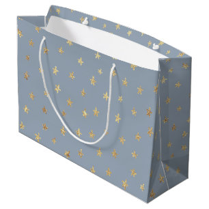 Fun Stars Muster Gold Grau 9BAABA Große Geschenkta Große Geschenktüte