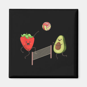 Fun Strawberry Avocado Volleyball Geschenk T-Shirt Magnet