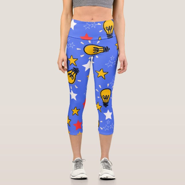 Fun Style vibranding Blue Black Ground Stars Capri Leggings (Vorderseite)