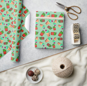 Fun südwestliches blühendes gepolstertes Kaktusmus Geschenkpapier