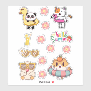 Fun Summer Animal sheet for Kids and Craft Lovers Aufkleber
