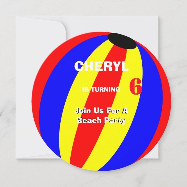 Fun Summer Beach Ball personalisiert Einladung (Vorderseite)