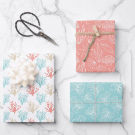 Fun Summer Beach Muscheln Coral Geschenkpapier Set