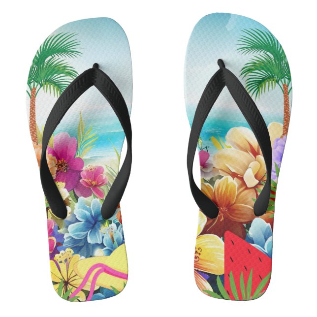 Fun Summer Beach Szene Flip Flops (Fußbett)