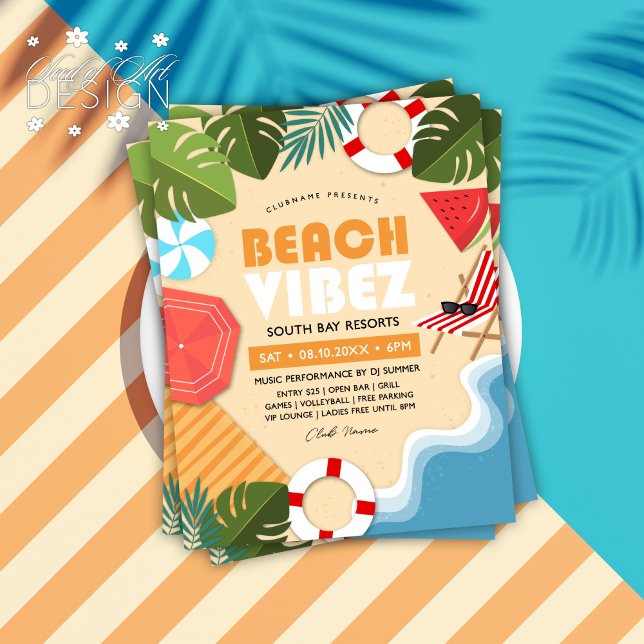 Fun Summer Beach Vibez Club Party Event Flyer (Von Creator hochgeladen)