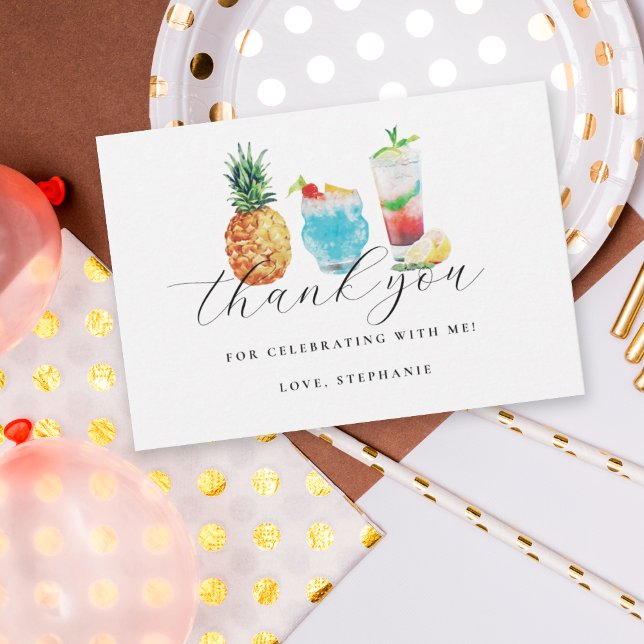 Fun Summer Cocktail Geburtstagsparty Dankeskarte (Von Creator hochgeladen)