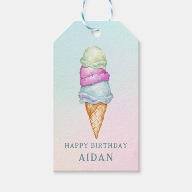 Fun Summer Ice Cream Photo Birthday Party  Geschenkanhänger (Vorderseite)