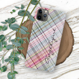 Fun Summer Pink Blue Mint Green Plaid Pattern Case-Mate iPhone Hülle