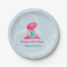 Fun Summer Pool Party Wasserfarbe Süß 16 Pappteller