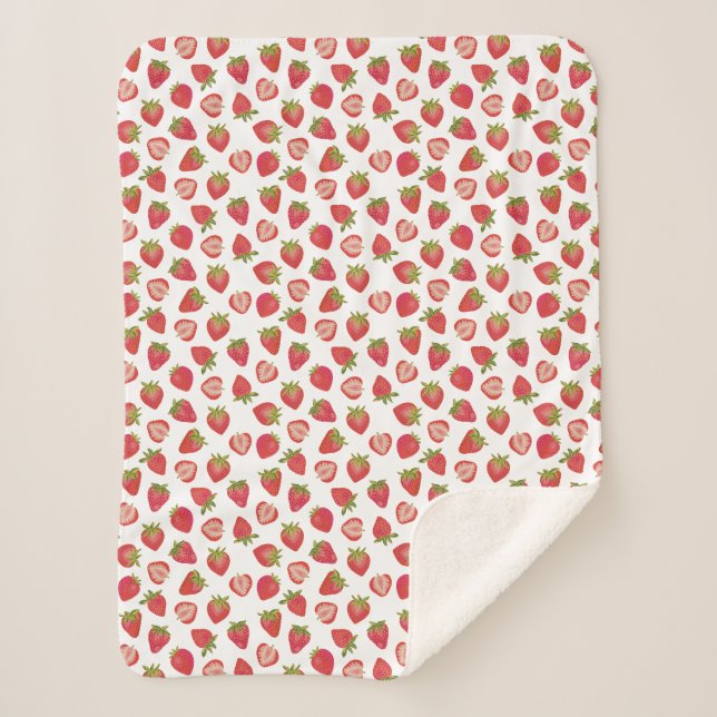 Fun Summer Strawberry Muster Sherpadecke (Vorderseite)
