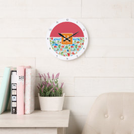 Fun Summer Stylish Monogram Große Wanduhr