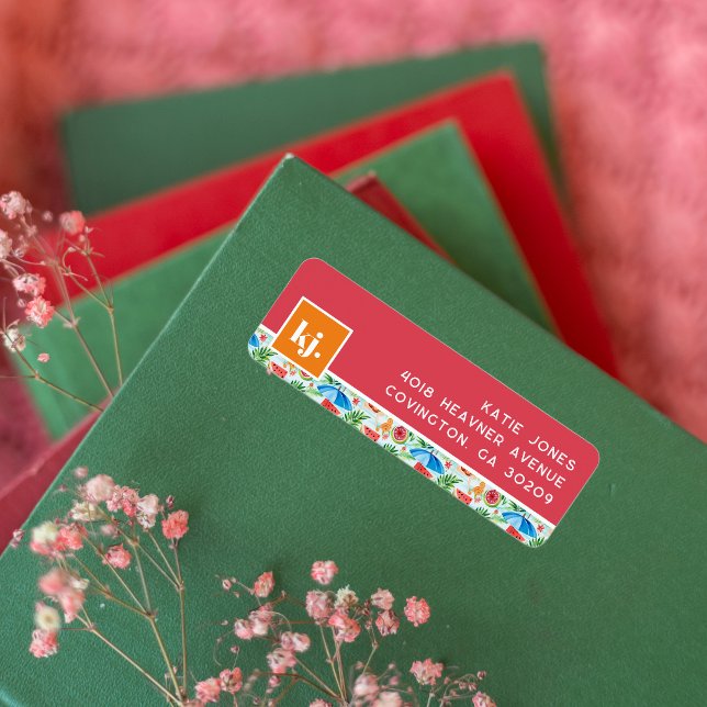 Fun Summer Stylish Monogram Rücksendeadresse Label (Von Creator hochgeladen)