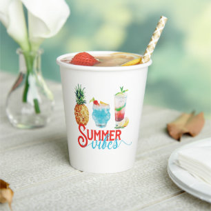 Fun Summer Vibes Bunter Cocktail Geburtstagsparty Pappbecher