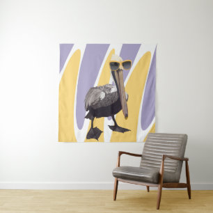 Fun Summer Vibes Pelican Bird Wandteppich