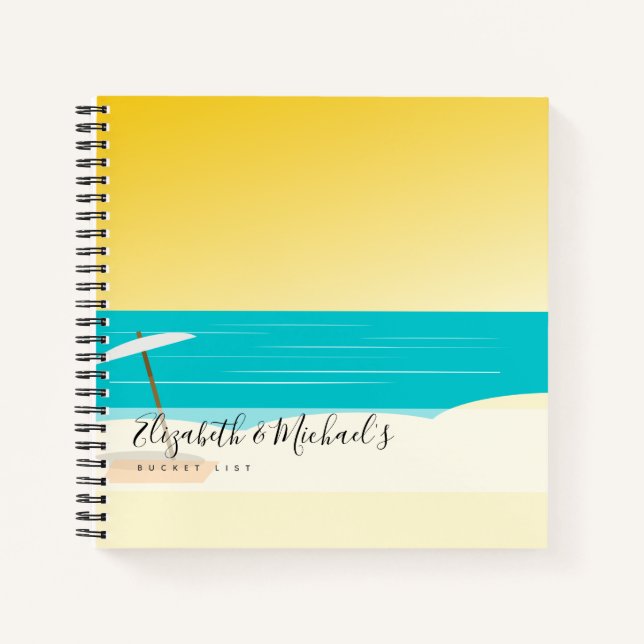 Fun Sunset Beach BUCKET LIST Custom Keepake Notizbuch (Vorderseite)