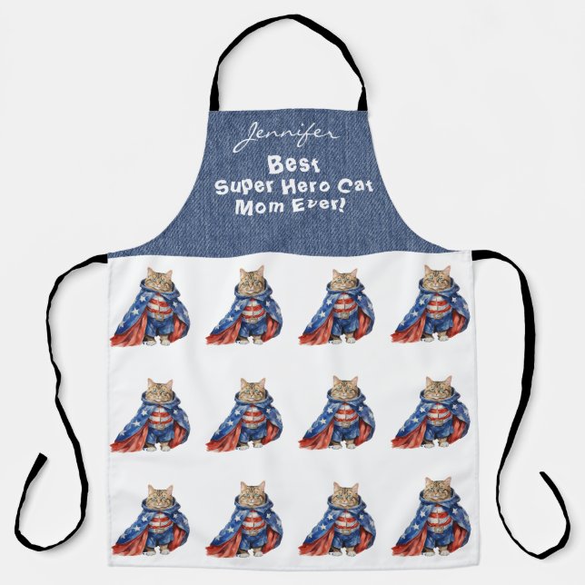 Fun Super Hero Tabby Cat All-Over Print Schürze (Vorderseite)