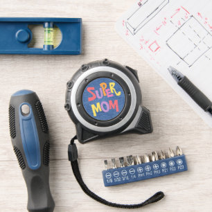 Fun Super Mama Word Art Zitat über Blue Jeans Maßband