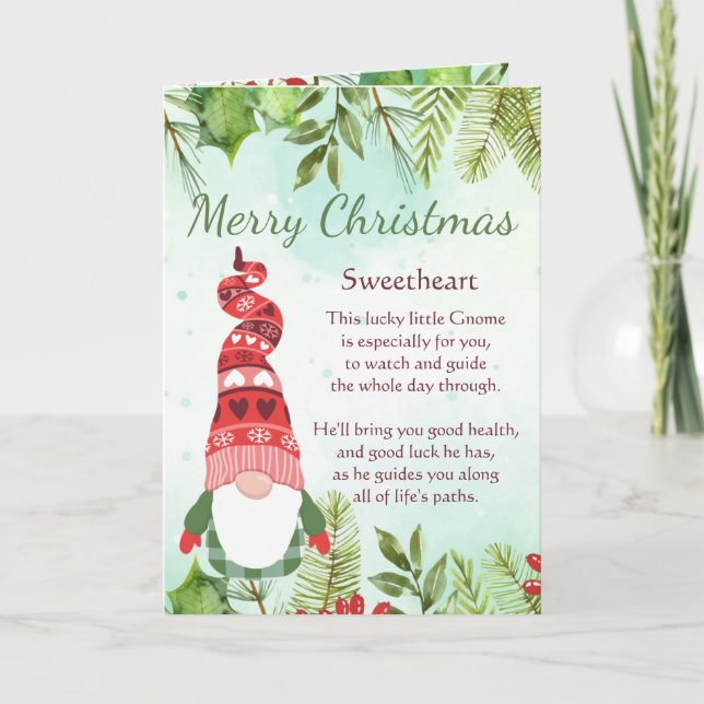 Fun Sweetheart Weihnachten Lucky Gnome Card Karte (Vorderseite)
