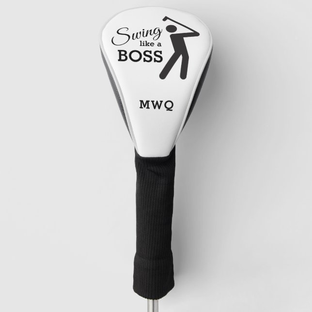 Fun SWING WIE EIN BOSS White Monogram TREVER Golf Headcover (Vorderseite)