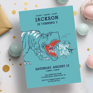 Fun T-Rex Dinosaurier Kindergeburtstag Party Einladung