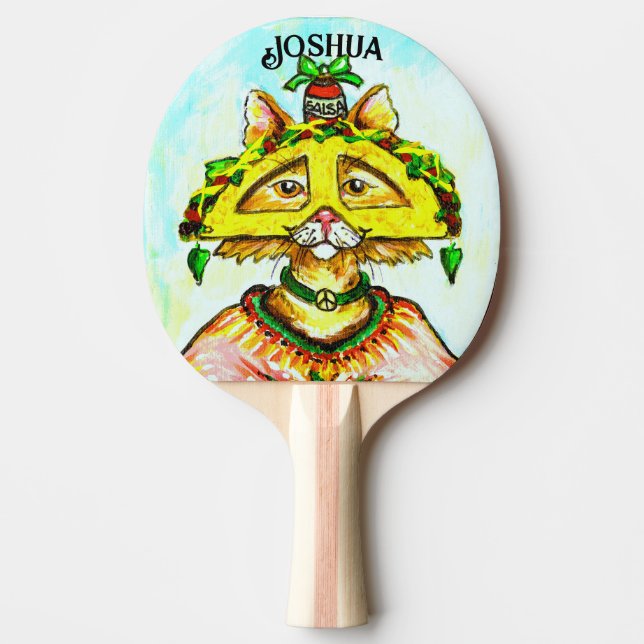 Fun Taco Hippie Cat Ping Pong Paddle Tischtennis Schläger (Vorderseite)