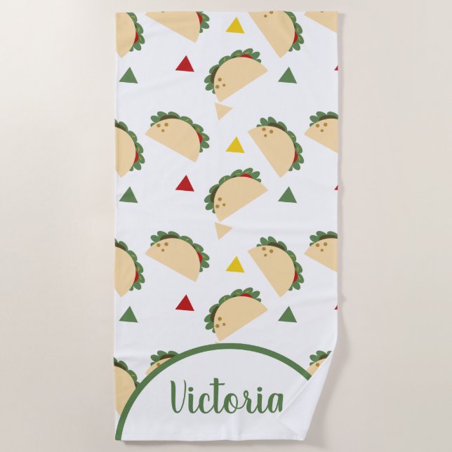 Fun Taco Name Confetti Beach Handtuch (Vorderseite)