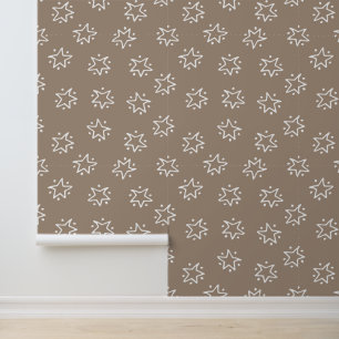 Fun Tan & White Abstrakt Star mit Punktmuster Tapete
