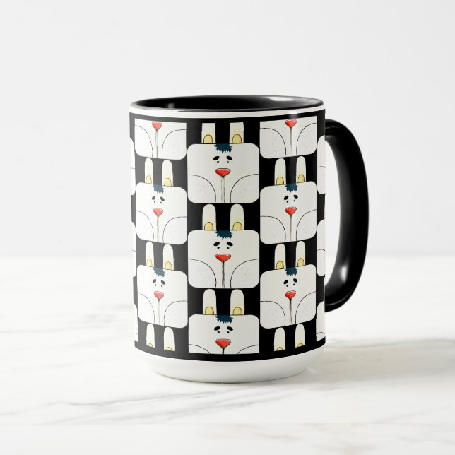 Fun Team Sonniges Gesicht in Schwarz-Weiß-Tasse Tasse (VorderseiteRechts)